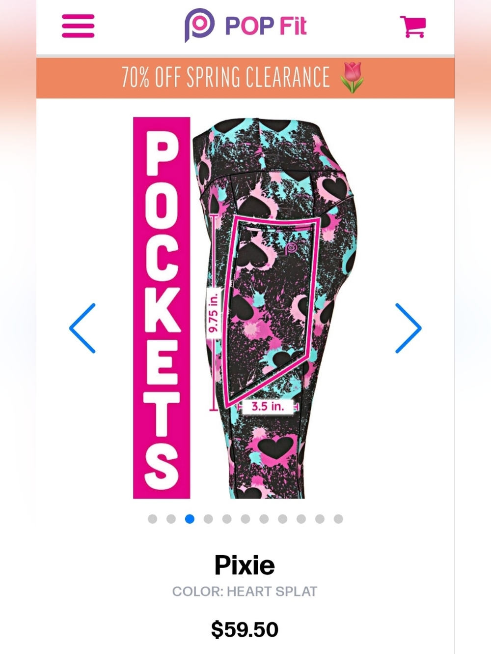 NWT | POP Fit Pixie Leggings Heart Multicolored Paint Splatter - Picture 9 of 15